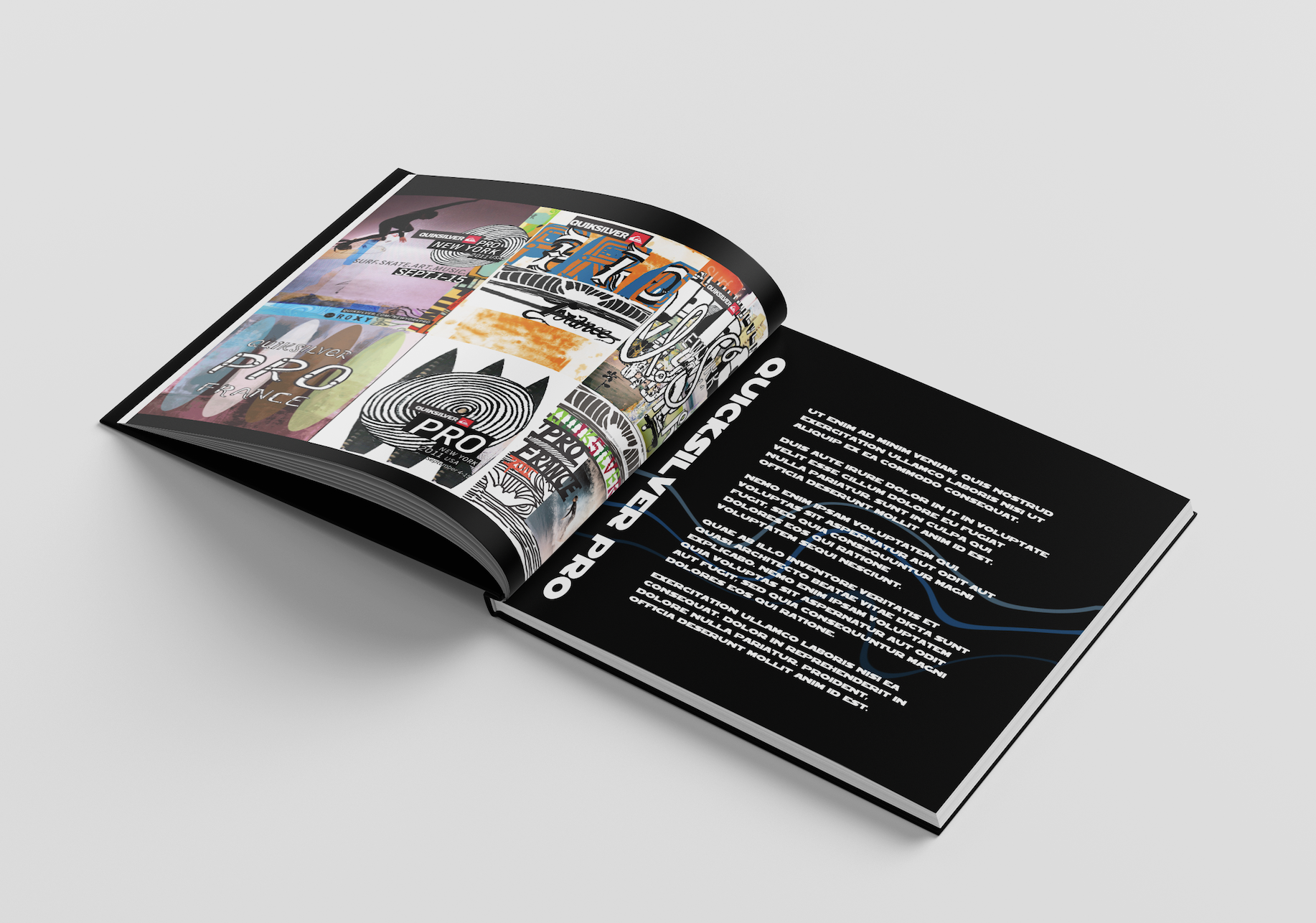 mock up of a publication brief, showcasing various graphic designers.