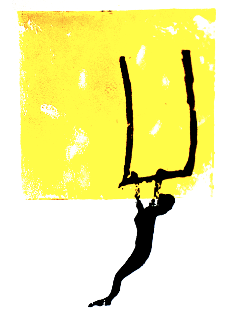 Doodle of person on a trapeze