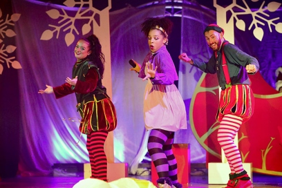 A picture of festive performers from the production A Santa's Wish at Cardiff Castle