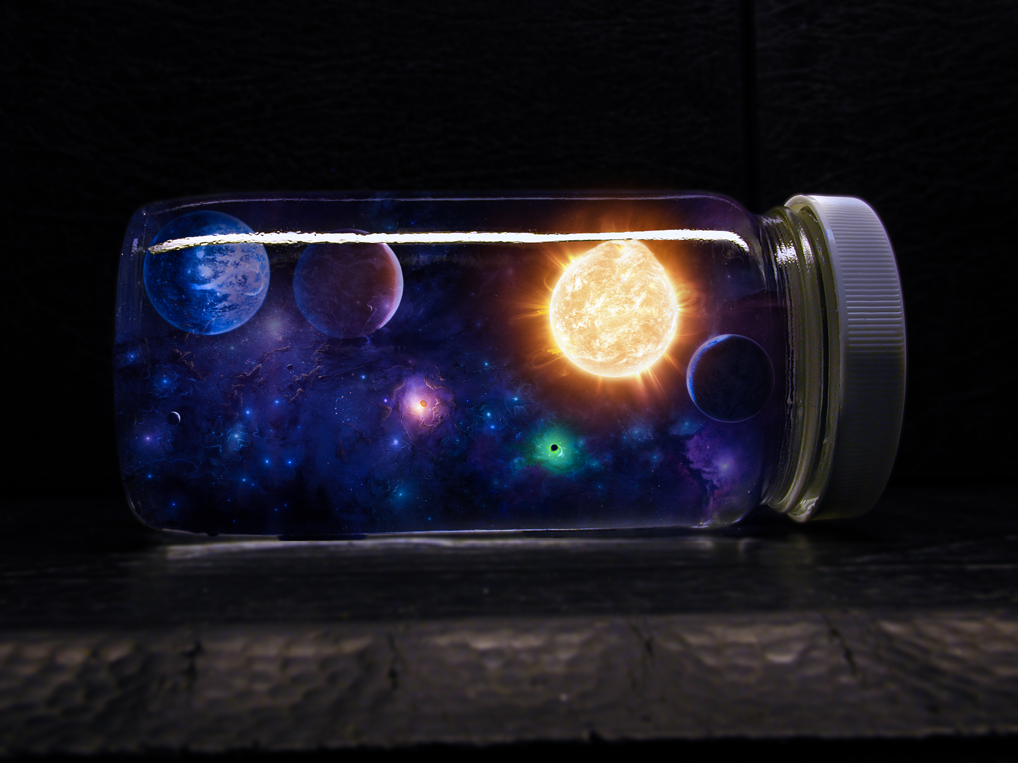 Photo manipulation - galaxy in a jar