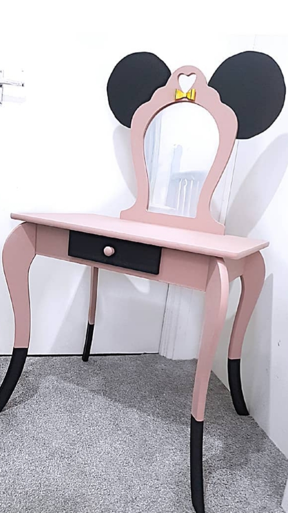 Upcycled Minnie Mouse Inspired Vanity Table