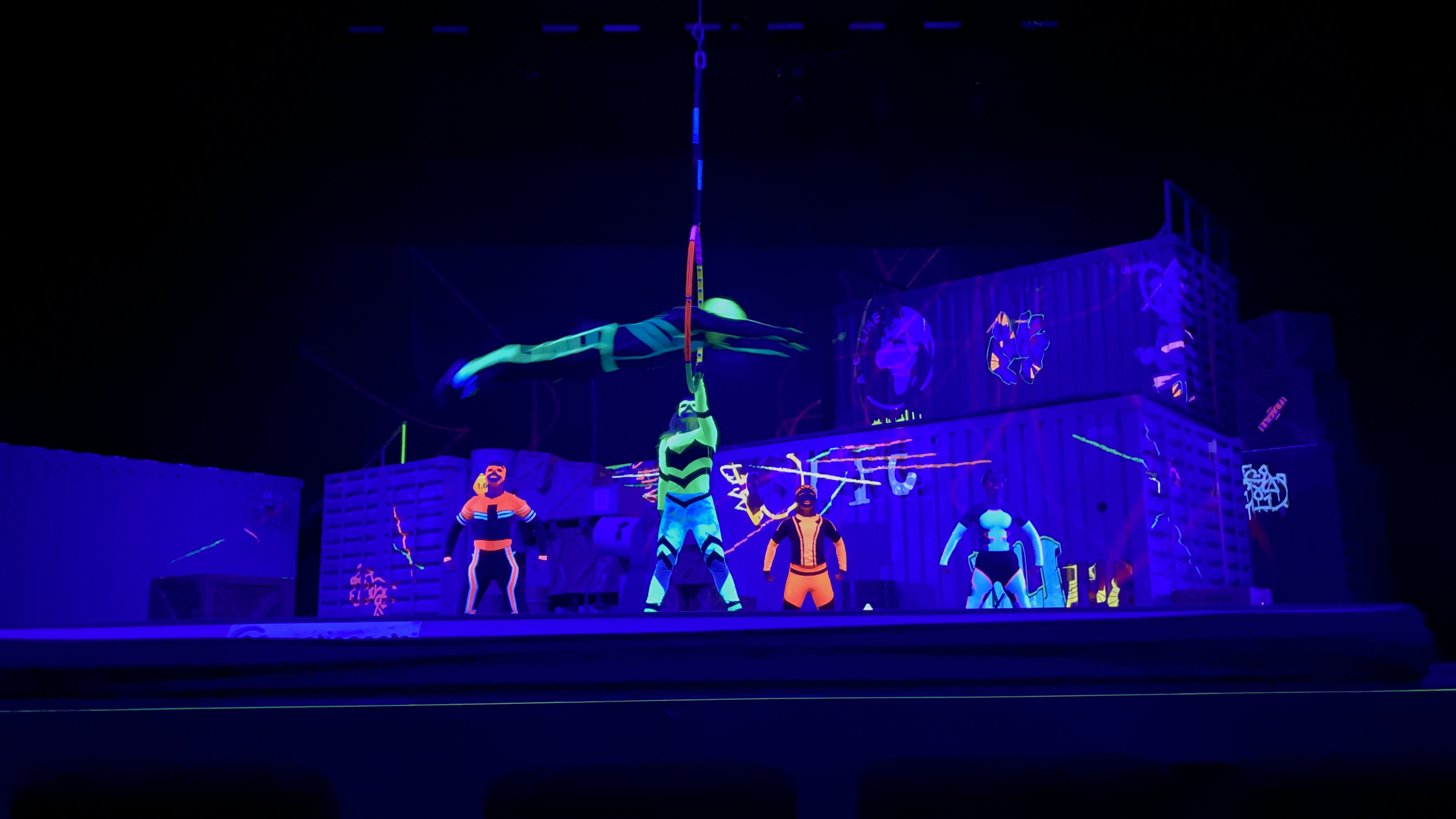 Glow in the dark superheroes themed show