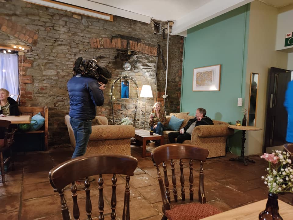 Image of TV interview in the Bar Bach